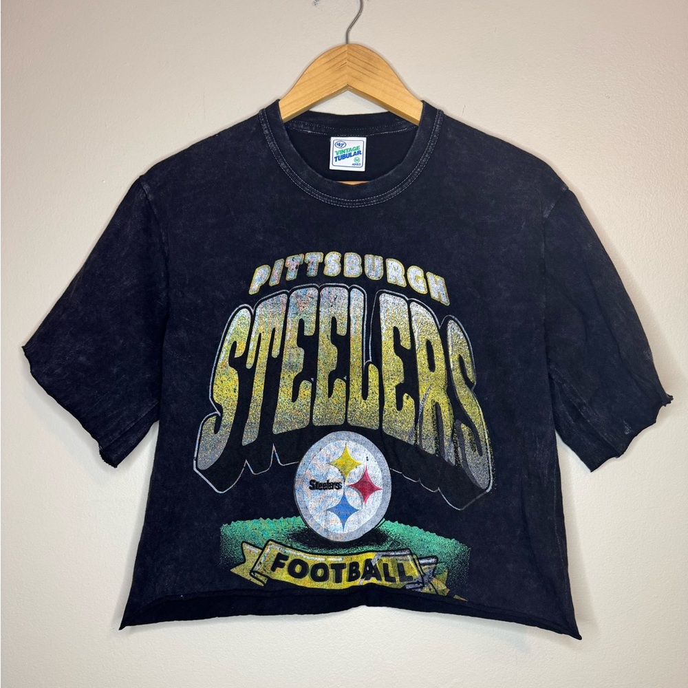 47 Brand Pittsburgh Steelers Vintage Tubular Cropped‎ Graphic Tee M